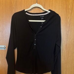 Anthropology Pilcro Women's Black Henley Top